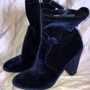 Steve Madden Navy Velvet Ankle Booties